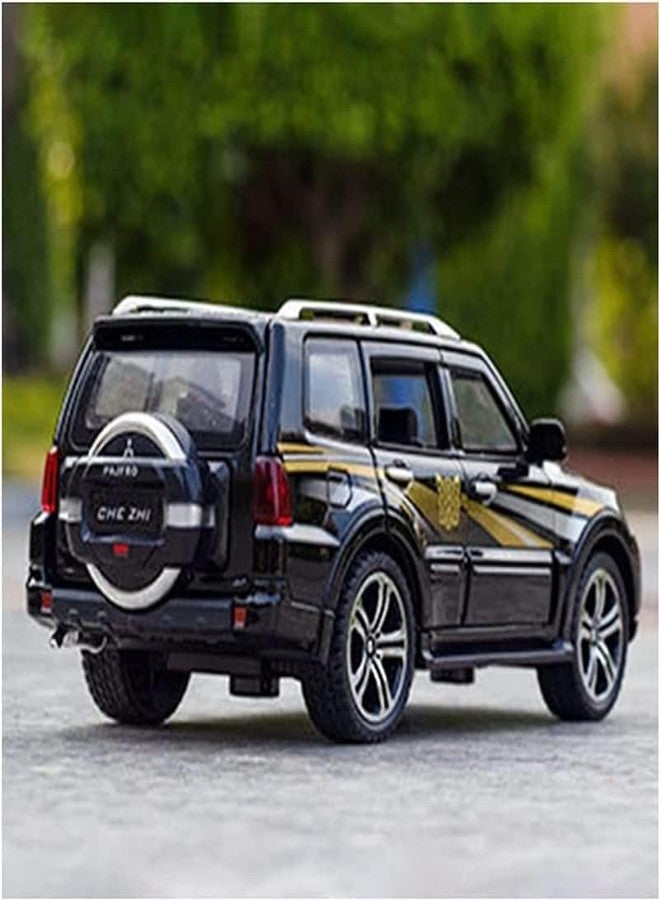 KENIRY 1:32 Scale Exclusive Alloy Metal Pull Back Die-cast Car Model with Sound Light Mini Auto Toy for Kids Metal Model Toy Car with Sound and Light? (PEJERO-Black) - Image 4